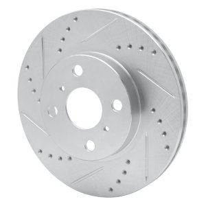 Scion iQ Brake Rotor (1) - Front Left - R1 Concepts - Drilled & Slotted - Silver - `06-`19